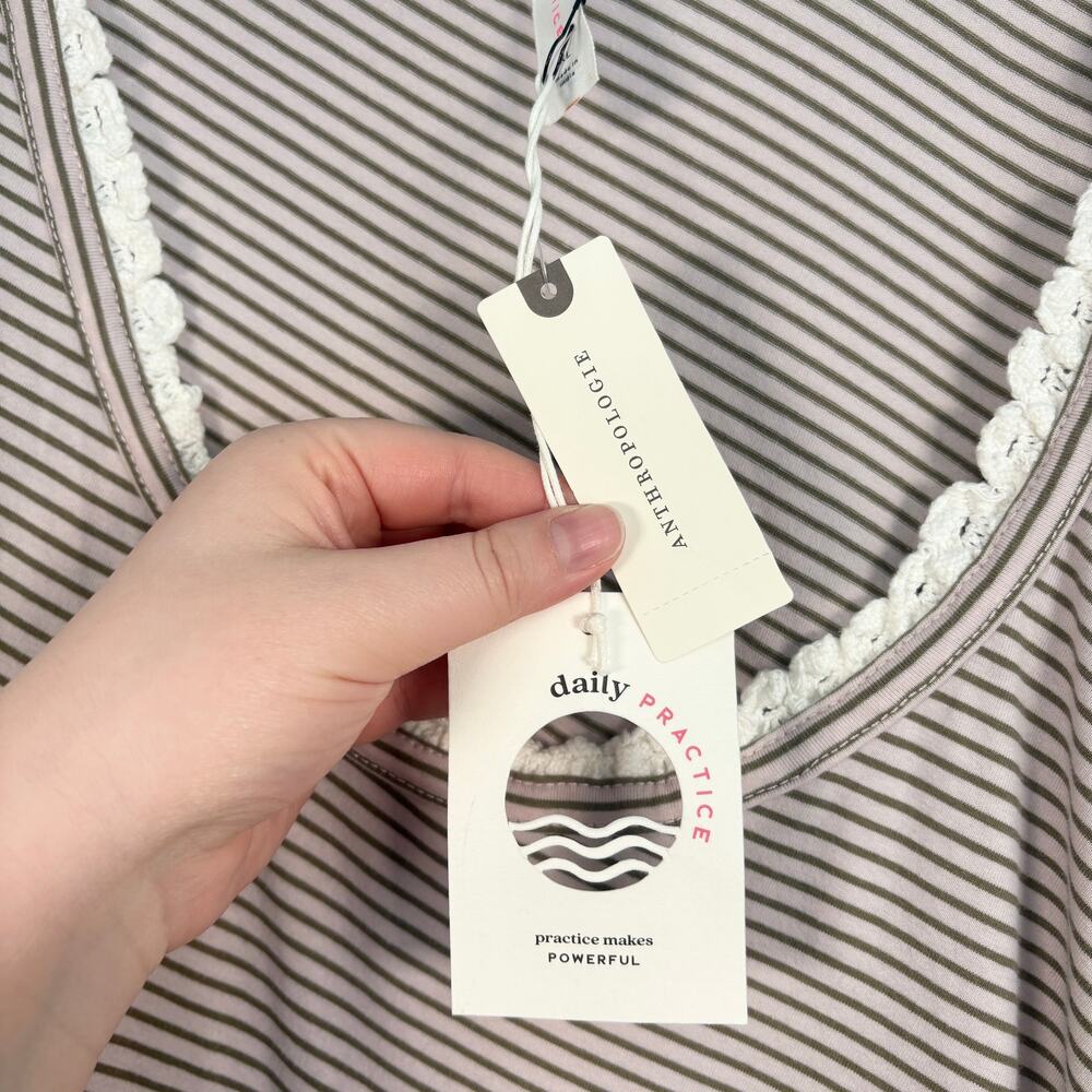 Anthropologie Daily Practice Striped Long Sleeve Slit Fitted Ruched Maxi Dress - Picture 4 of 13